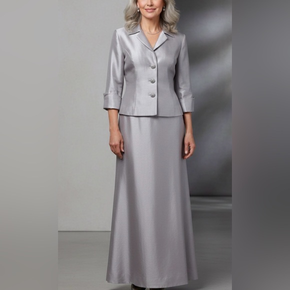JS Collections Dresses & Skirts - JS Collections Dove Gray Mother of the Bride Jacket (12) Skirt (14) Set Acetate